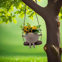 Pot de fleurs créatif en résine, motif dessin animé minimaliste moderne, nouveau style transfrontalier, mignon, pour plantes succulentes, décoration d'intérieur artisanale