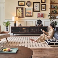Meuble TV en bois massif, style moderne et luxueux, en chêne blanc, pour salon, fabrication artisanale, écologique, durable, console de rangement minimaliste