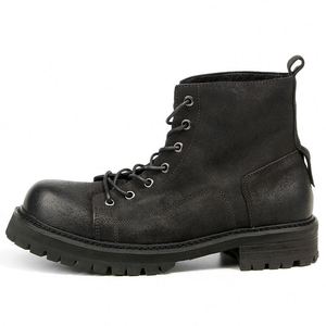 New Style Men's Classic Genuine Leather Formal <b>Boots</b> Full-Grain Cowhide Ankle <b>Boots</b> Lace up Outdoor Work <b>Boots</b> - Product Image 4