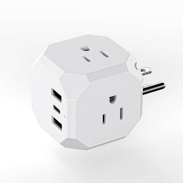 ETL Approved 3 outlets+2USB-A+1USB-C mini cube shape design power socket with Surge Protection LED indicator