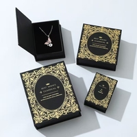 Boîte à livres moderne en or noir et feuille d'or |   Emballage personnalisé pour bijoux, boîte à bijoux élégante en noir et or pour colliers