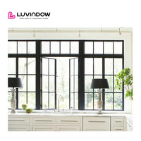 Fenêtre à cadre en aluminium de style américain Luvindow Fenêtre résidentielle à double vitrage sécurisé Ouverture à manivelle vers l'extérieur Fenêtre à battants