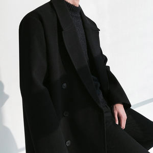 OEM all'ingrosso bottoni da uomo di colore puro stile coreano lungo <span class=keywords><strong>Trench</strong></span> cappotto di lana da uomo - Product Image 4
