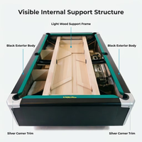 Table de billard de qualité commerciale avec structure en bois massif et ardoise durable, disponible en 7, 8 et 9 pieds, pour jeu en intérieur