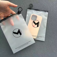 Sac à fermeture éclair personnalisé en PVC givré noir avec logo imprimé, recyclable, résistant à l'humidité, pour accessoires de cadre photo et coque de téléphone 13