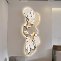 Décoration murale Koi avancée en tissu avec éclairage LED, art moderne, pour entrée, couloir, allée, mur lumineux suspendu, cadre en grès