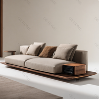 Ensemble de canapés modulaires confortables pour salon, revêtement en velours, canapé d'angle carré avec design moderne, pieds en bois