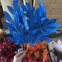 L-243 Vente en gros de bouquets de feuilles de pivoine artificielles de 60 cm, tiges en soie bleues et vertes pour arrangements floraux de mariage et de Noël