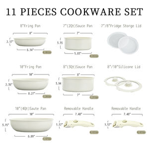 Juego de Ollas y Sartenes de Alta Calidad de 11 Piezas, Antiadherente, con Mango Extraíble, Apto para Cocina de Inducción, Horno y Lavavajillas - Product Image 3