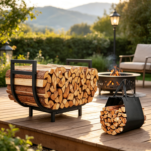 Porta Legna in Acciaio Resistente alle Intemperie con Maniglia <span class=keywords><strong>per</strong></span> Esterno, Patio e Braciere - Product Image 3