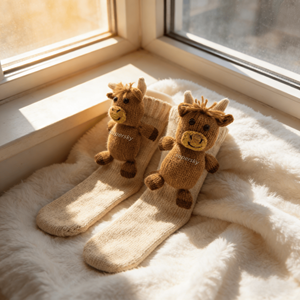 Calcetines de Piso Unisex con Diseño de Vaca de las Tierras Altas, Bordado 3D, Antideslizantes, Cálidos para Invierno, Multifuncionales para Uso Diario, Directo de Fábrica, MOQ Bajo - Product Image 3