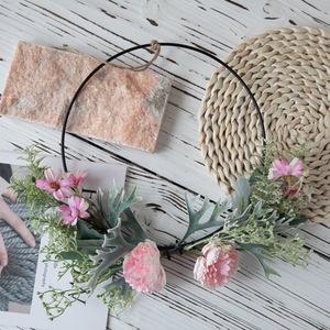 CallaFloral ดอกไม้ประดิษฐ์รูปครึ่งวงแหวนสำหรับตกแต่งผนัง กุหลาบสีชมพู กวางเขากวาง ของตกแต่งบ้าน อุปกรณ์ประกอบฉากงานแต่งงาน CF01120 - Product Image 1