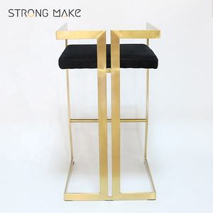 Taburete de barra alta de acero inoxidable dorado de lujo, tela moderna <span class=keywords><strong>Bistrot</strong></span>, venta al por mayor, fabricantes de fábrica - Product Image 4