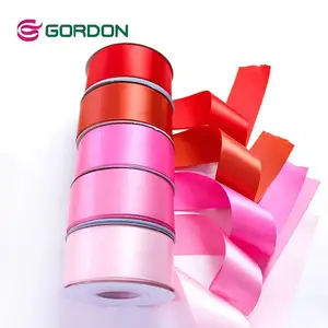 Gordon kurdeleler fabrika toptan fiyat dekoratif Polyester şerit 1.5 inç çift taraflı Pastel saten kurdele