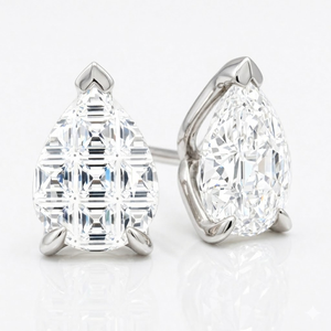 925 Sterling <b>Silver</b> Classic Rhodium Plated Moissanite <b>Stud</b> <b>Earrings</b> Pear Shape Brilliant Cut Claw <b>Set</b> for Wedding Party Gift - Product Image 1