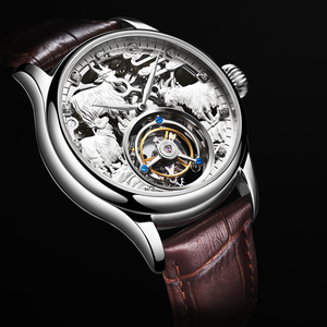 Envío Directo del Reloj Mecánico Automático Tourbillon 7008 para Hombre, Movimiento Visible, Correa de Cuero y Acero Inoxidable de 22mm - Product Image 2