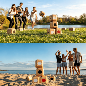 Gioco da Lancio per Esterni per Bambini e Adulti, Boccia/Boule Was Yesterday (Gioco di Abilità con 9 Robusti Cubi in Legno) - Product Image 2