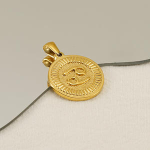 Lateefah Vintage Simple Trendy Unisex 12 meses encanto collar 18K oro 12 signos del zodiaco colgante - Product Image 6