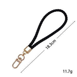 Simple <b>Car</b> Keyring PU Leather Strap Braided Phone Chain Promotion Gift Low Price Gold Plated Alloy Clasp Wristlet Keychain - Product Image 6