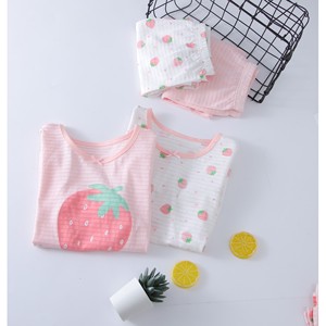 Pijamas de algodón 100% para niños, conjunto de 2 piezas con estampado de fresas, ropa de dormir para niñas, pijamas de manga larga para niños. - Product Image 5