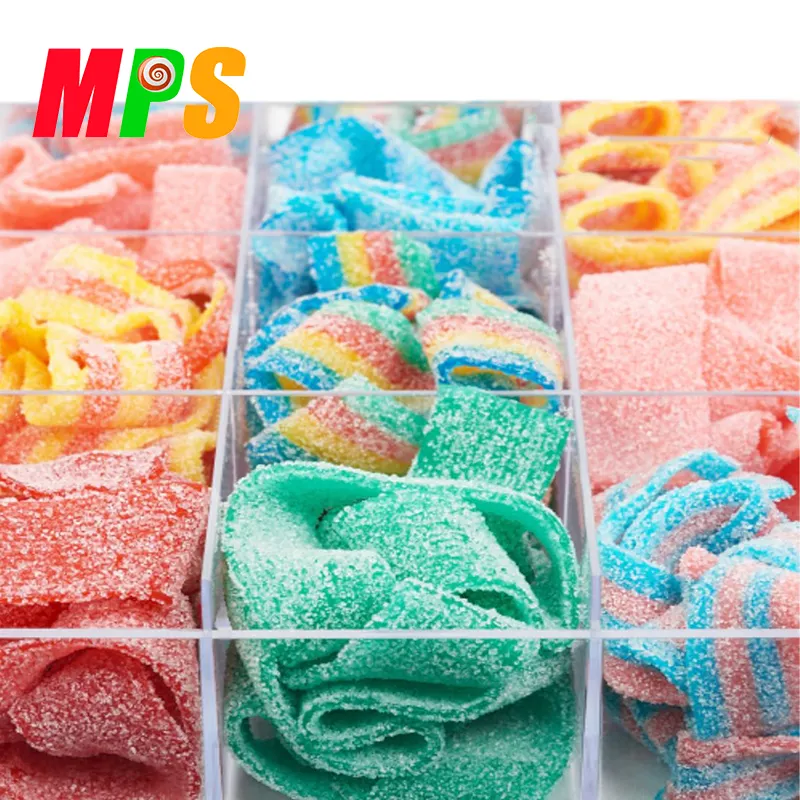 חמוץ חגורות רצועות צבעוני מצופה סוכר טעים Gummy סוכריות