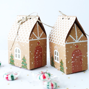 Boîtes à biscuits de Noël de cadeau de Noël, boîte de friandises de fête mignonne de <span class=keywords><strong>maison</strong></span>, boîte de papier d'emballage de cadeau de macarons/chocolat/bonbons - Product Image 5