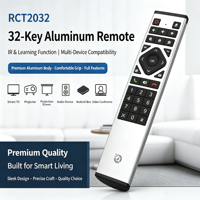 Télécommande universelle IR en alliage d'aluminium RCT2032, 32 touches, double protocole pour TV et projecteur, personnalisable OEM/ODM JCXK
