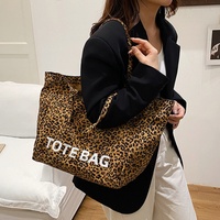 Sac fourre-tout en toile à imprimé léopard, unisexe, grande capacité, sac à bandoulière, sac à main décontracté pour les trajets quotidiens
