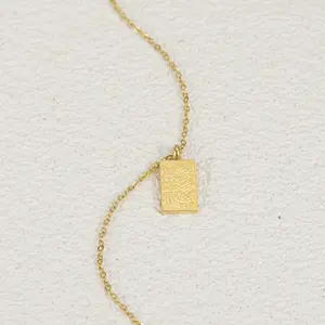 Arabic Calligraphy Necklace AYATUL KURSI Islamic Pendant 18K Gold Stainless Steel Ramadan Muslim Jewelry Trendy Gift