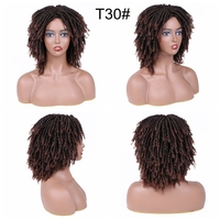 LW-96QT Perruques synthétiques courtes en faux locs style dreads africains, tresses, perruques dreadlocks pour femme, sans dentelle, vente en gros
