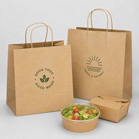 Bolsas de Papel Sostenibles para Llevar Comida con Asas Resistentes Personalizadas, Bolsas de Papel Kraft para Envasado de Alimentos