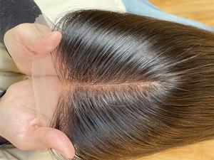 Véritable recherche 2024 nouveau 5*5 dentelle avant 8*8 femmes Toppers cuir chevelu cheveux humains Mini perruque vague naturelle avec noeud blanchi - Product Image 4