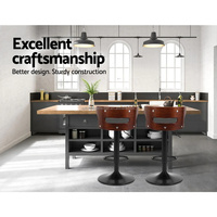 Tabourets de bar simples et confortables en cuir PU noir, base en métal réglable, chaise de bar moderne pour cuisine, salle à manger, salon, hôtel
