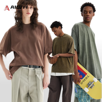 Kaos AG877 260 Gram Pria Wanita Kerah Bulat Katun Murni Kasual Longgar Polos Bernapas Model Drop Shoulder Street Fashion