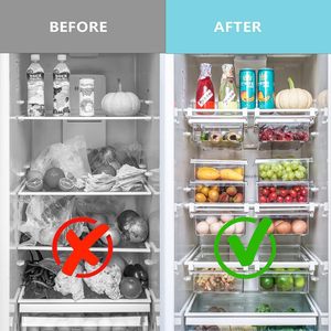 Kitchen Fridge Organizers Hanging Plastic Egg <b>Storage</b> <b>Box</b> PET Drawers Preservation Household FoodStorage - Product Image 5