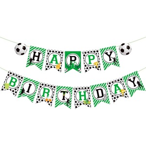 DAMAI Soccer& Football Themed Birthday Party Decor Football <b>Banner</b> Bunting Cake Toppers for Sports Fans Birthday Party Supplies - Product Image 1
