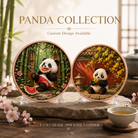 Pièce de monnaie Panda Lovers en cuivre fin 999 de 1 oz, haute définition, peinte aux UV, finition effet proof, cadeau pour les passionnés d'animaux