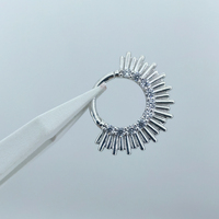 Fine 14k anting-anting Daith emas padat anting-anting kancing depan menghadap ke engsel segmen Clicker Septum cincin tindik hidung