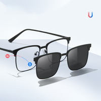 Nouvelles lunettes à clip magnétique, monture optique réglable, lunettes de vue pour hommes, monture rectangulaire, lunettes de soleil polarisées à clip