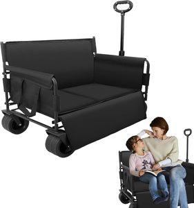 Hot Sales <strong>Wagon</strong> Bench Love Seat Collapsible Heavy Duty Four-Wheel <strong>Wagon</strong>-500 LBS Storage <strong>Beach</strong> Cart Big Wheels Camping Shopping - Product Image 1