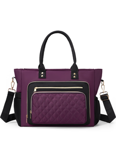 Bolso de mano acolchado con cremallera, bolso de hombro, color en contraste, gran capacidad, para uso diario - Product Image 2