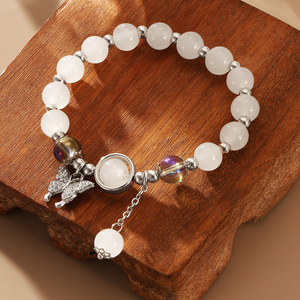 Bracelets élastiques à breloques en pierres, bijoux fantaisie, opale bleue, papillon, <span class=keywords><strong>lune</strong></span>, pour femmes - Product Image 5