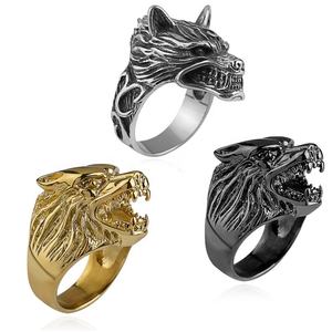 Anillo de Acero Inoxidable con Diseño de Hombre Lobo, Estilo Hip Hop, Bisel con Incrustaciones, Accesorios para Motociclistas y Vikingos, Joyería - Product Image 1