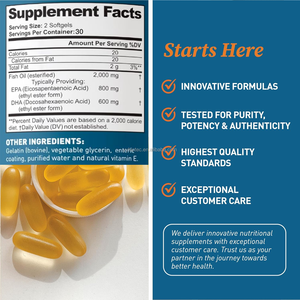 Huile de poisson <span class=keywords><strong>Oméga</strong></span> <span class=keywords><strong>3</strong></span> 2000mg Triple Concentration 800mg EPA 600mg DHA Compléments pour le soutien du cœur, du cerveau et du système immunitaire Capsules d'huile de poisson - Product Image 5