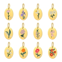 Liontin Bunga Bulat Enamel Stainless Steel, Perhiasan Cantik dan Elegan, Laris Manis Grosir