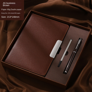 2025 coffret cadeau pour ordinateur portable vente en gros de luxe personnalisé impression de logo couverture rigide en cuir PU agenda ensemble de cahiers avec stylo - Product Image 4