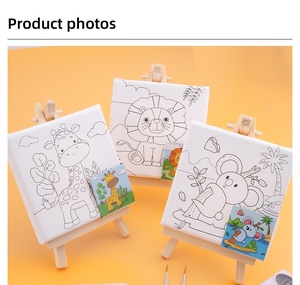 Phim Hoạt Hình Mini Mini Giá Vẽ Và Vải Trẻ Em Của Nghệ Thuật Vẽ Graffiti Acrylic Sơn Màu Hình Ảnh Khung Tự Làm Bức Tranh Bằng Số - Product Image 5