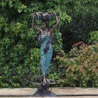 Sculpture de fontaine de bain d'oiseaux en bronze grandeur nature décorée pour jardin extérieur personnalisée