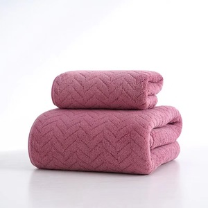 Coral Fleece <b>Bath</b> <b>Towels</b> <b>Set</b> 35x75cm 70x140cm Solid Color Soft Absorbent Home Use Face Washing Beach <b>Towels</b> - Product Image 2