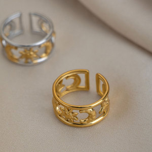 Anillo Personalizado al por Mayor, de Acero Inoxidable 316L, Chapado en Oro de 14k y 18k, con Diseño de Estrella y Luna, para Mujer - Product Image 4